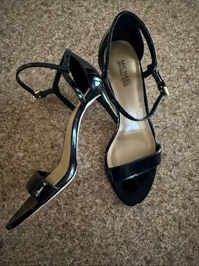 Michael Kors Black Patent Ankle-Strap Sandals 7.5